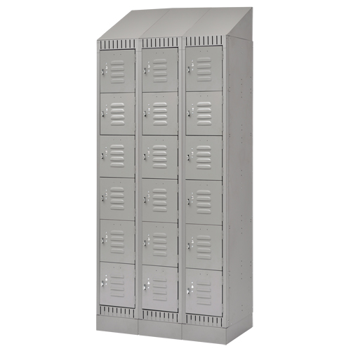 Casiers, 6 niveaux, Bloc de 3, 36" x 18" x 86", Acier, Gris, D&eacute;mont&eacute; NRZ Safety Inc.