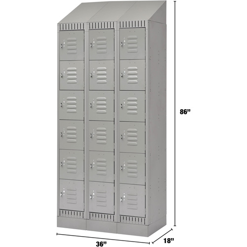 Casiers, 6 niveaux, Bloc de 3, 36" x 18" x 86", Acier, Gris, D&eacute;mont&eacute; NRZ Safety Inc.
