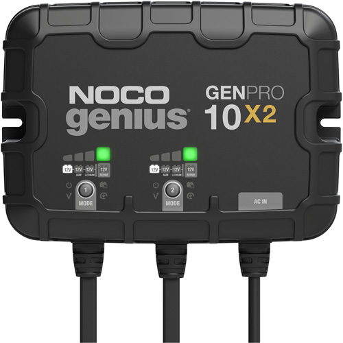 Chargeur de batterie embarqu&eacute; &agrave; 2 sorties de 20 amp&egrave;res GenPro10X2 Genius NRZ Safety Inc.