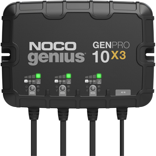 Chargeur de batterie embarqu&eacute; &agrave; 3 sorties de 30 amp&egrave;res GenPro10X3 Genius NRZ Safety Inc.