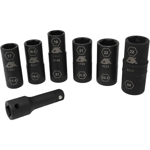 Half Metric Flip Socket Set, 7 Pcs, Impact, 1/2" Drive Size, Deep NRZ Safety Inc.