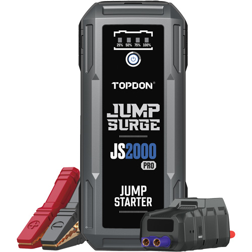 D&eacute;marreur de secours, banque d'alimentation et lampe de poche JumpSurge2000Pro &agrave; 2500 A de pointe NRZ Safety Inc.
