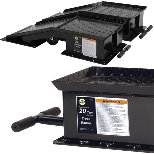 Rampes pour camions lourds avec longue poign&eacute;e en T, Capacit&eacute; 40 000 lb, 45" lo, 13-1/2" la, Hauteur de 9-19/50" NRZ Safety Inc.