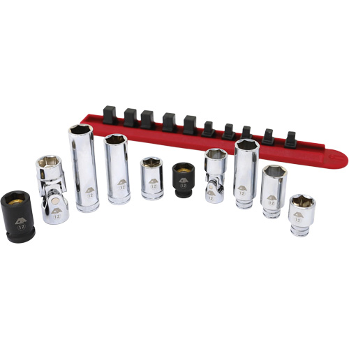 Jeu de douilles chrom&eacute;es avec rail, 10 Morceaux, Prise de 1/4"/3/8" NRZ Safety Inc.