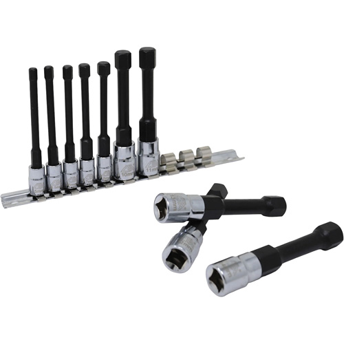 Metric Hex Socket Bit Set with Reduced Shank, 10 Pieces, 1/4"/3/8" Drive Size NRZ Safety Inc.