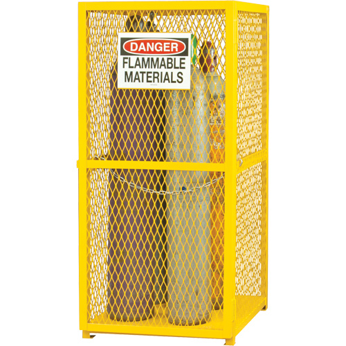 Gas Cylinder Storage Cabinet, 9 Cylinder Capacity, 30" W x 30" D x 71-3/4" H, Yellow NRZ Safety Inc.