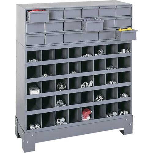 Modular Small Parts Storage Unit, Steel, 18 Drawers, 33-3/4" x 12-1/4" x 40-1/2", Grey NRZ Safety Inc.