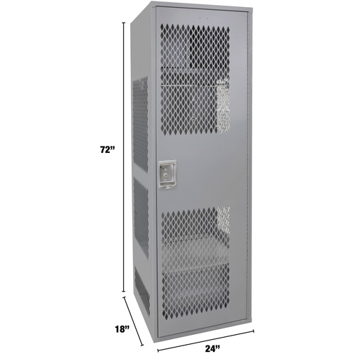 Gear Locker with Door, Steel, 24" W x 18" D x 72" H, Grey NRZ Safety Inc.