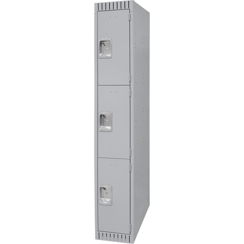 Lockers, 3 -tier, 12" x 18" x 72", Steel, Grey, Knocked Down NRZ Safety Inc.