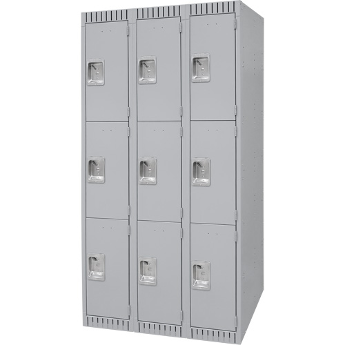 Casiers, 3 niveaux, Bloc de 3, 36" x 18" x 72", Acier, Gris, D&eacute;mont&eacute; NRZ Safety Inc.