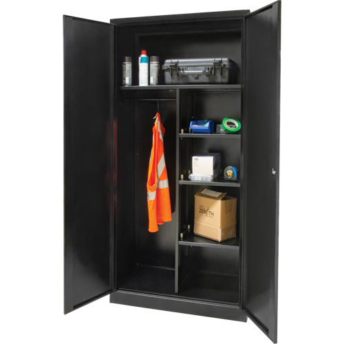 Combination Storage Cabinet, 36" W x 18" D x 72" H, Black NRZ Safety Inc.