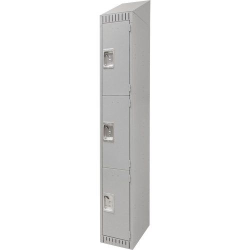 Lockers, 3 -tier, 12" x 18" x 82", Steel, Grey, Knocked Down NRZ Safety Inc.