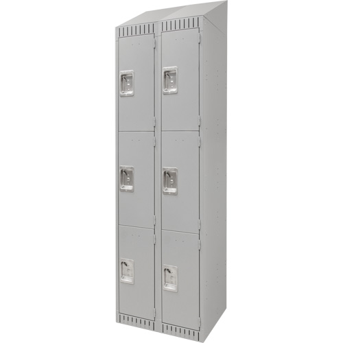 Lockers, 3 -tier, Bank of 2, 24" x 18" x 82", Steel, Grey, Knocked Down NRZ Safety Inc.