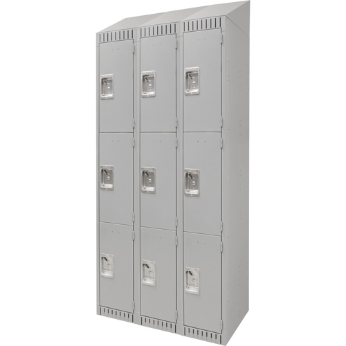Casiers, 3 niveaux, Bloc de 3, 36" x 18" x 82", Acier, Gris, D&eacute;mont&eacute; NRZ Safety Inc.