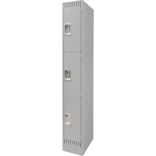 Lockers, 3 -tier, 12" x 18" x 76", Steel, Grey, Knocked Down NRZ Safety Inc.