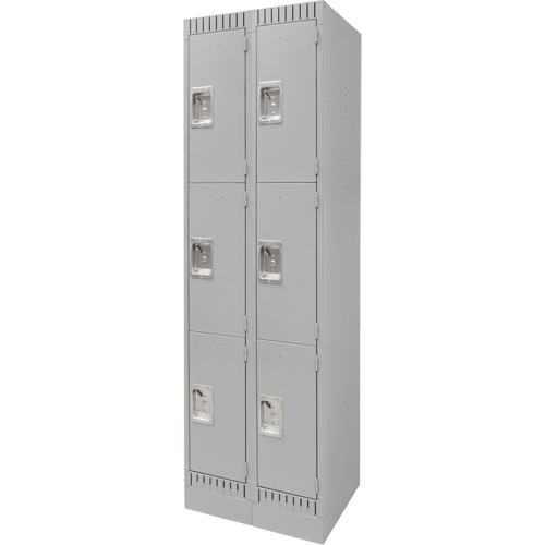 Lockers, 3 -tier, Bank of 2, 24" x 18" x 76", Steel, Grey, Knocked Down NRZ Safety Inc.