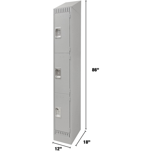 Casiers, 3 niveaux, 12" x 18" x 86", Acier, Gris, D&eacute;mont&eacute; NRZ Safety Inc.
