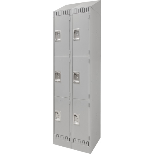 Casiers, 3 niveaux, Bloc de 2, 24" x 18" x 86", Acier, Gris, D&eacute;mont&eacute; NRZ Safety Inc.