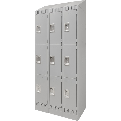 Casiers, 3 niveaux, Bloc de 3, 36" x 18" x 86", Acier, Gris, D&eacute;mont&eacute; NRZ Safety Inc.