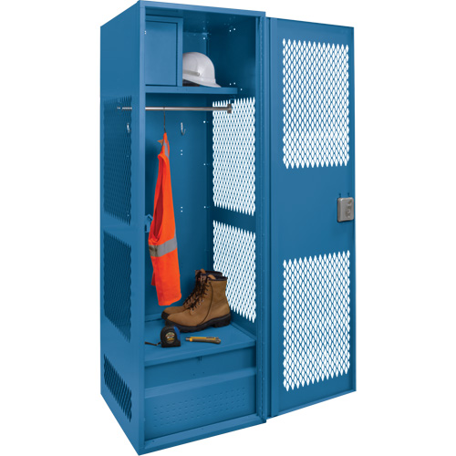 Gear Locker with Door, Steel, 24" W x 18" D x 72" H, Dark Blue NRZ Safety Inc.