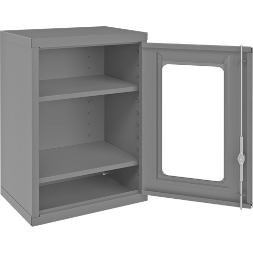 Armoire de rangement murale avec portes transparentes, 26-15/16" h x 18-1/8" la x 13-11/16" p, 2 tablettes, Acier, Gris NRZ Safety Inc.