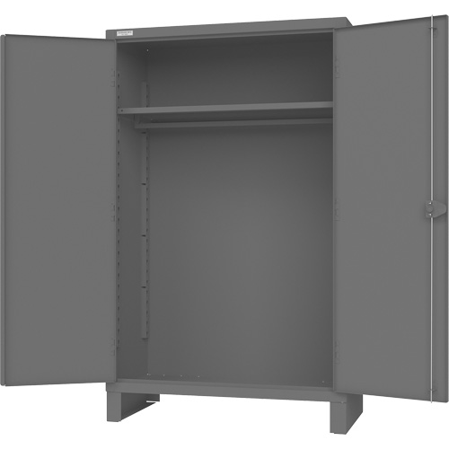 Armoire avec barre de suspension et portes encastr&eacute;es standards, Acier, 78" h x 48" la x 24" P, Gris NRZ Safety Inc.
