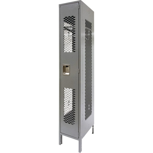 Vented Lockers, 12" x 18" x 78", Steel, Grey, Knocked Down, Perforated NRZ Safety Inc.