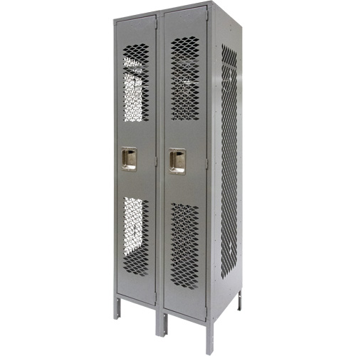 Vented Lockers, Bank of 2, 24" x 18" x 78", Steel, Grey, Knocked Down, Perforated NRZ Safety Inc.