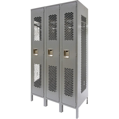 Casiers ventil&eacute;s, Bloc de 3, 36" x 18" x 78", Acier, Gris, D&eacute;mont&eacute;, Perfor&eacute; NRZ Safety Inc.