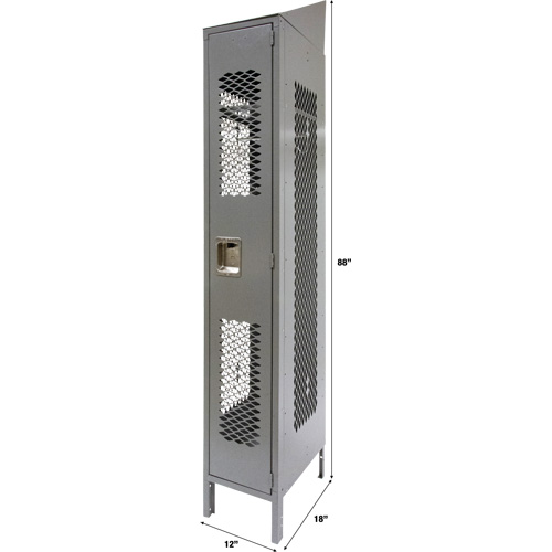 Vented Lockers, 12" x 18" x 88", Steel, Grey, Knocked Down, Perforated NRZ Safety Inc.