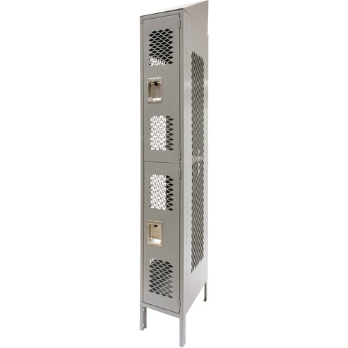 Casiers ventil&eacute;s, 2 niveaux, 12" x 18" x 88", Acier, Gris, D&eacute;mont&eacute;, Perfor&eacute; NRZ Safety Inc.