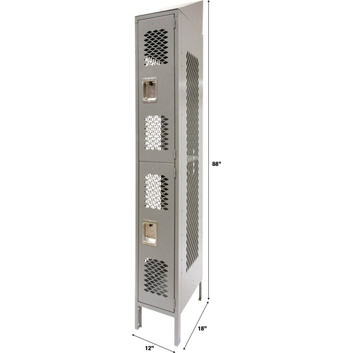 Casiers ventil&eacute;s, 2 niveaux, 12" x 18" x 88", Acier, Gris, D&eacute;mont&eacute;, Perfor&eacute; NRZ Safety Inc.