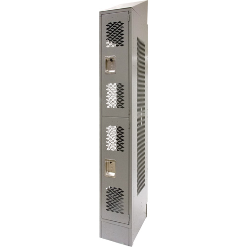 Vented Lockers, 2 -tier, 12" x 18" x 88", Steel, Grey, Knocked Down, Perforated NRZ Safety Inc.