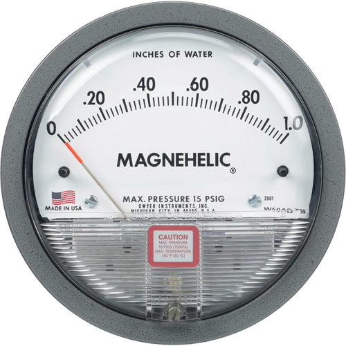 2000 Series Magnehelic&reg; Differential Pressure Gauge, 4-3/4" , 0 - 20 kPa, Panel Mount, Liquid Filled Analogue NRZ Safety Inc.