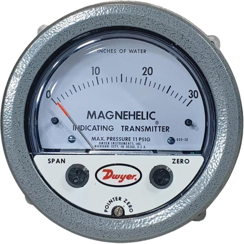 605 Series Magnehelic&reg; Differential Pressure Gauge & Indicating Transmitter, 4" , 0 - 30 in. w.c., Panel Mount, Analogue NRZ Safety Inc.