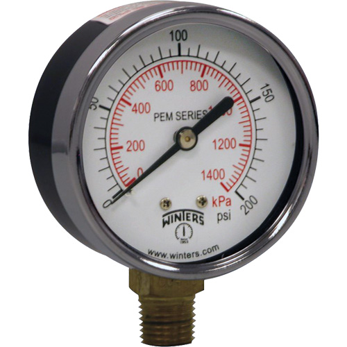 Manom&egrave;tre &eacute;conomique,  2-1/2", 0 - 200 psi, Fixation inf&eacute;rieure, Analogique NRZ Safety Inc.