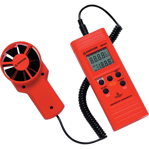 An&eacute;mom&egrave;tre et thermom&egrave;tre TMA10A, Sans enregistrement des donn&eacute;es, Gamme de v&eacute;locit&eacute; d'air de 0,4 - 25 m/sec NRZ Safety Inc.