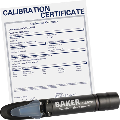 R&eacute;fractom&egrave;tre avec certificat ISO, Analogue (verre-regard)-Num&eacute;rique, Salinit&eacute; NRZ Safety Inc.