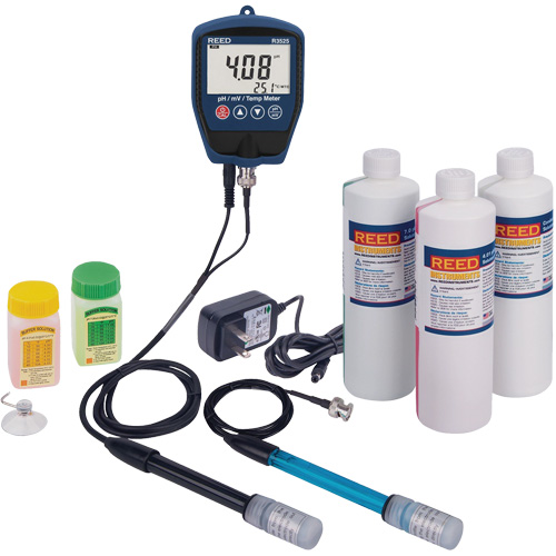 R3525 pH/mV Meter with ORP Electrode, pH/Conductivity Solutions & Power Adapter Kit NRZ Safety Inc.