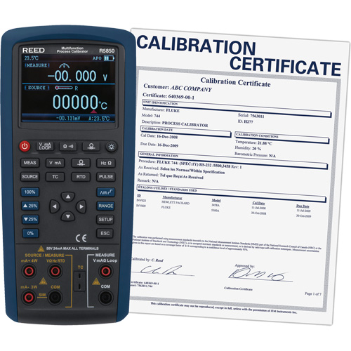 Multifunction Process Calibrator with ISO Certification, Without Data Logging, Portable, 5 Processes NRZ Safety Inc.