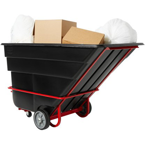 Chariot basculeur en acier, Plastique recycl&eacute; noir, 1/2 vg³, Capacit&eacute; de charge de 1400 lb NRZ Safety Inc.