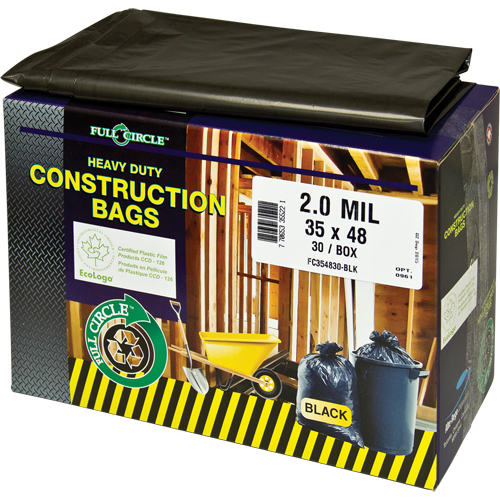 Contractor Liners, Strong, 30" W x 48" L, 2 mils, Black, 121.13 L (32 Gal.) Capacity NRZ Safety Inc.