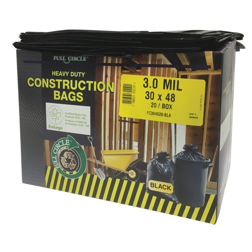 Contractor Liners, Strong, 30" W x 48" L, 3 mils, Black, 113.56 L (30 Gal.) Capacity NRZ Safety Inc.