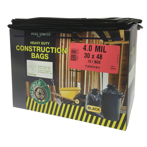 Contractor Liners, Strong, 30" W x 48" L, 4 mils, Black, 124.91 L (33 Gal.) Capacity NRZ Safety Inc.
