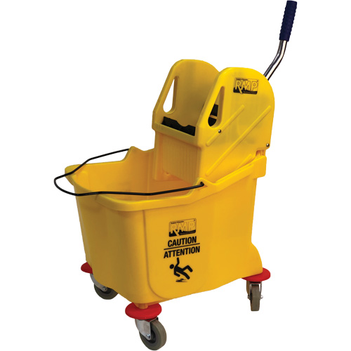 Seau et essoreuse pour vadrouille, Pression vers le bas, 9,5 gal. US (38 pintes), Jaune NRZ Safety Inc.