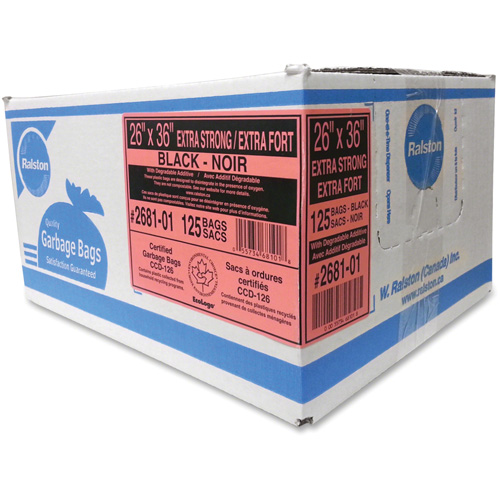 Sacs &agrave; d&eacute;chets de calibre industriel, T-Fort, 36" la x 26" lo, 1,17 mil, Noir NRZ Safety Inc.