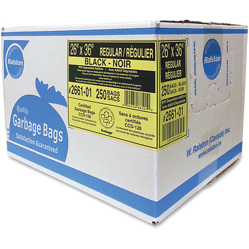 Industrial Garbage Bags, Regular, 36" W x 26" L, 0.65 mils, Black NRZ Safety Inc.
