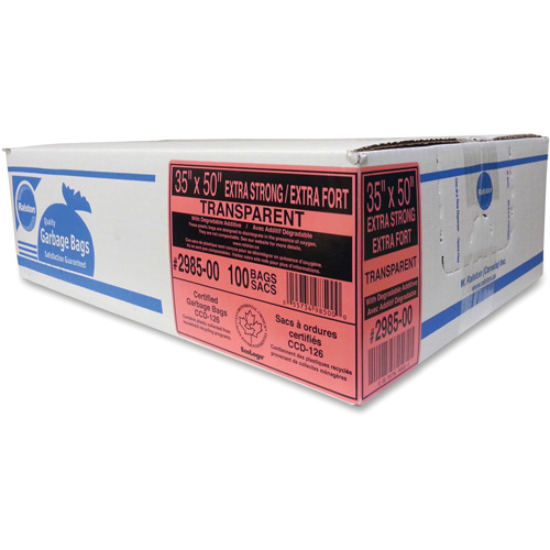 Industrial Garbage Bags, X-Strong, 35" W x 50" L, 0.95 mils, Clear NRZ Safety Inc.