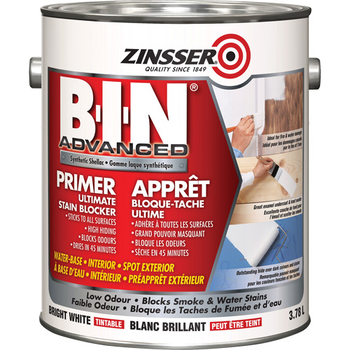 B-I-N&reg; Advanced Synthetic Shellac Based Primer, 3.78 L, Gallon, Tintable Bright White NRZ Safety Inc.