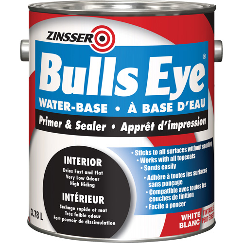 Bulls Eye&reg; Water Based Primer, 3.78 L, Gallon, White NRZ Safety Inc.